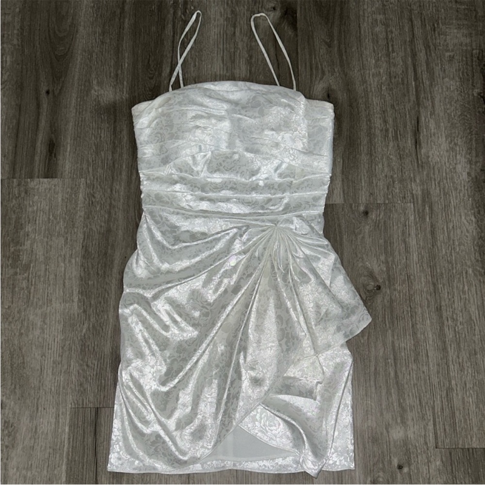 💜firm price💜Ronny kobo white draped lined Sandra mini dress - Picture 3 of 16